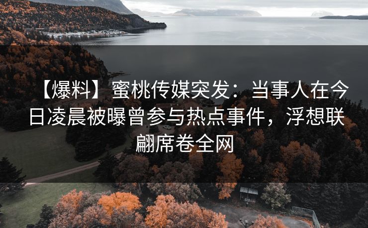 【爆料】蜜桃传媒突发：当事人在今日凌晨被曝曾参与热点事件，浮想联翩席卷全网